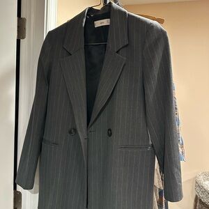 Mango Charcoal Pinstripe Blazer